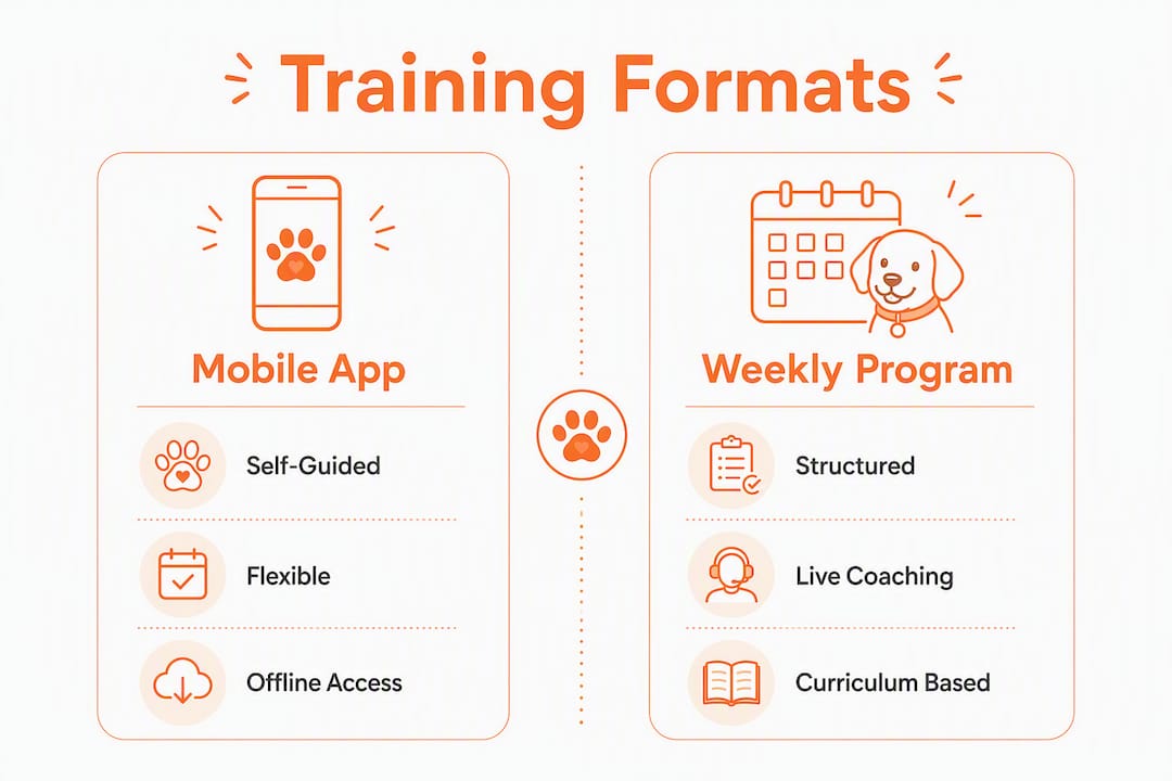 Infographic comparing apps and weekly training programs