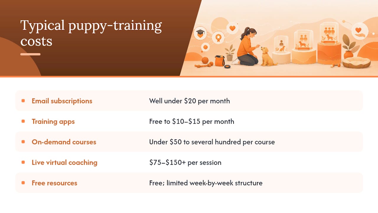 What does online puppy training actually cost? — overview diagram