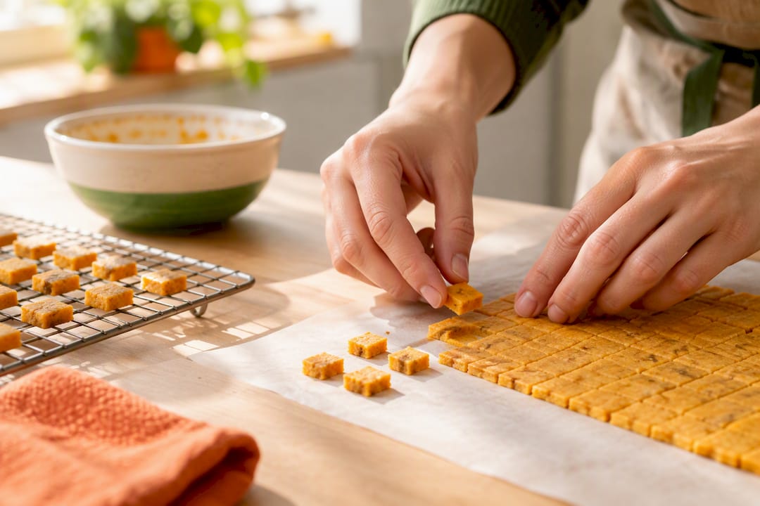 Tiny soft baked puppy cookie squares