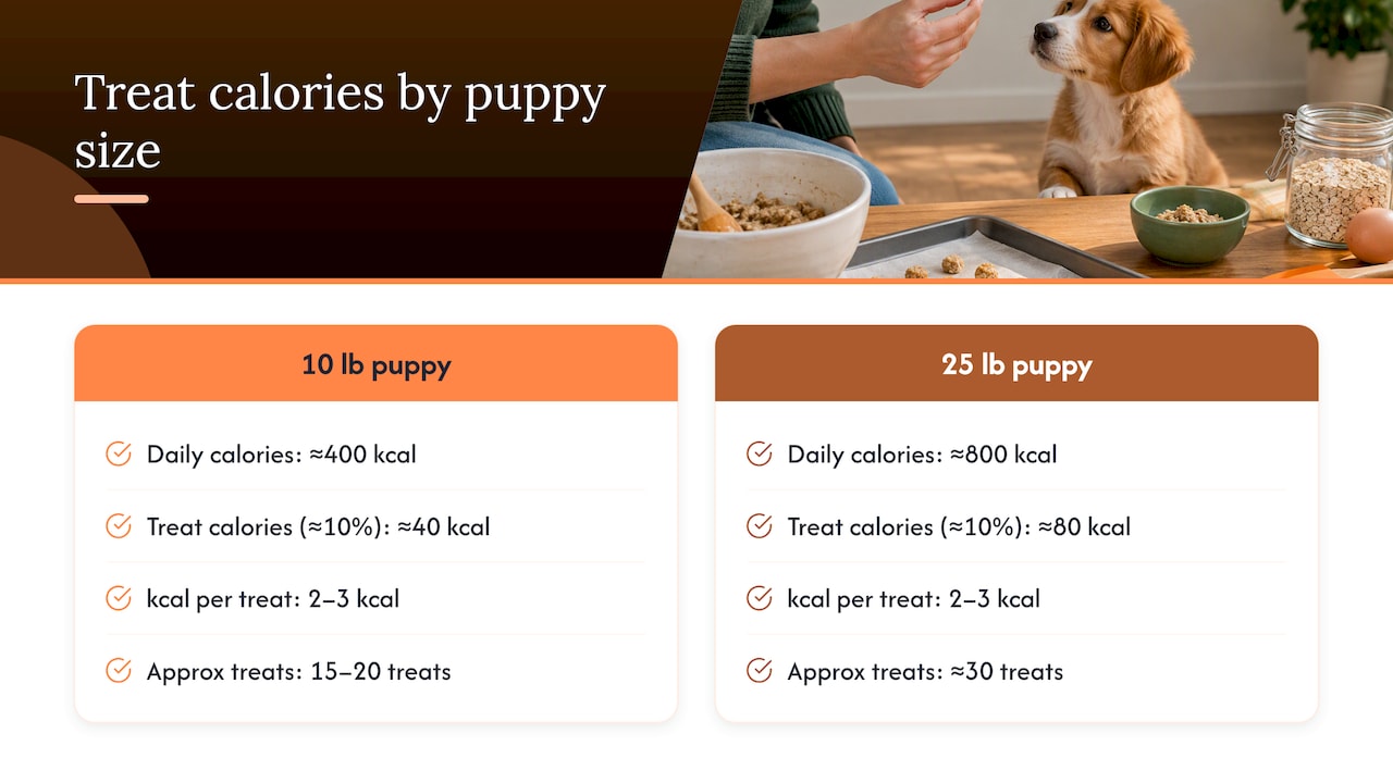 Puppy treat calorie budget comparison